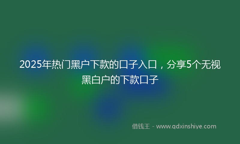 2025年热门黑户下款的口子入口，分享5个无视黑白户的下款口子