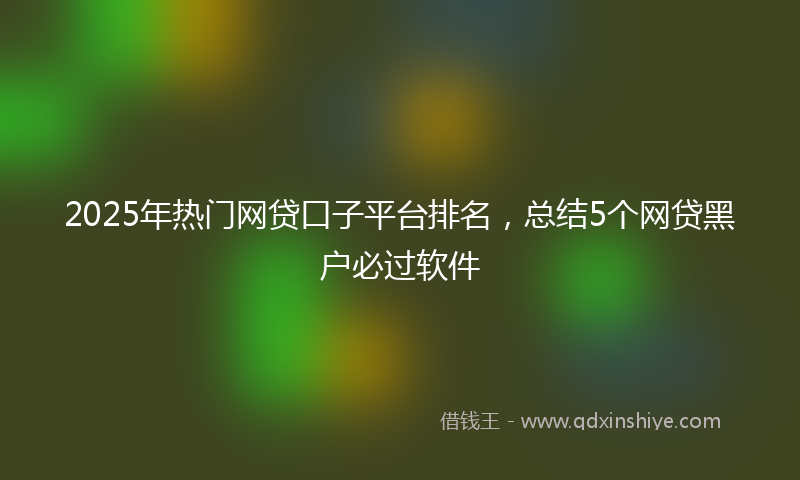 2025年热门网贷口子平台排名,总结5个网贷黑户必过软件