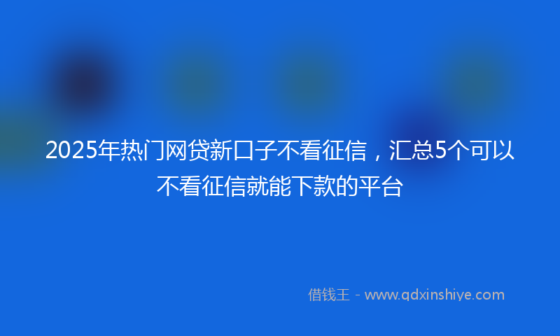 2025年热门网贷新口子不看征信，汇总5个可以不看征信就能下款的平台
