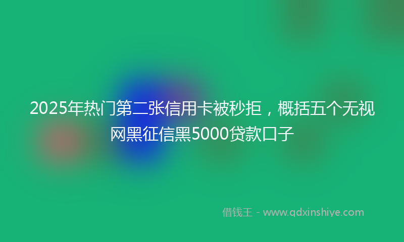 2025年热门第二张信用卡被秒拒，概括五个无视网黑征信黑5000贷款口子