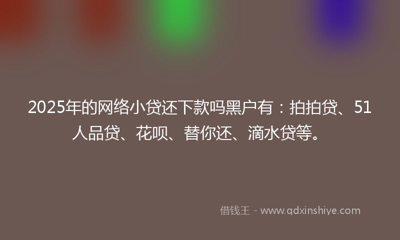 2025年的网络小贷还下款吗黑户有：拍拍贷、51人品贷、花呗、替你还、滴水贷等。