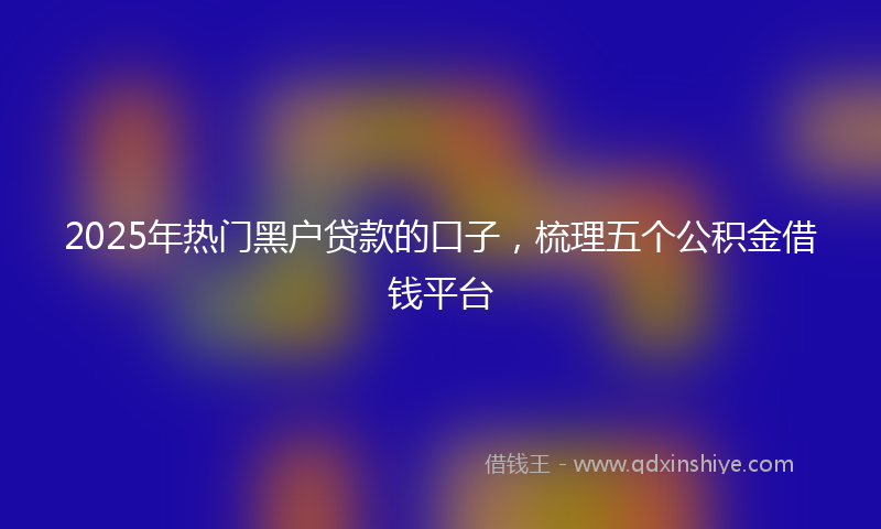 2025年热门黑户贷款的口子，梳理五个公积金借钱平台