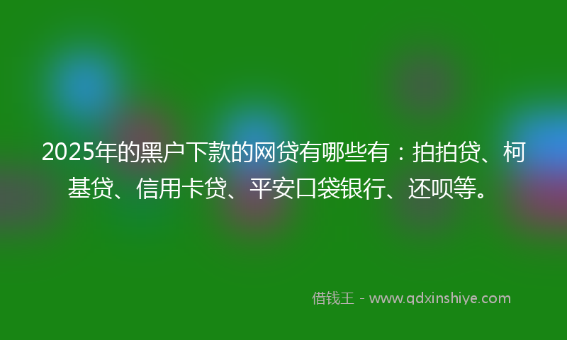 2025年的黑户下款的网贷有哪些有：拍拍贷、柯基贷、信用卡贷、平安口袋银行、还呗等。