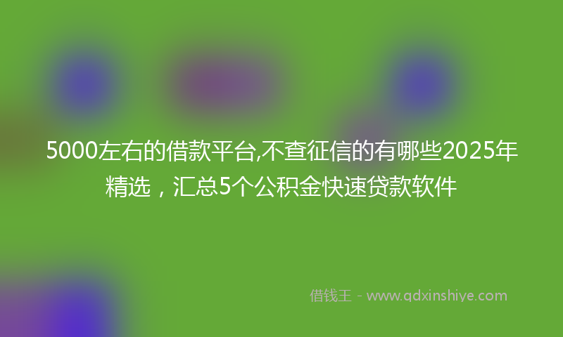 5000左右的借款平台,不查征信的有哪些2025年精选，汇总5个公积金快速贷款软件