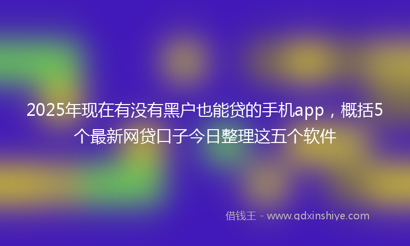 2025年现在有没有黑户也能贷的手机app，概括5个最新网贷口子今日整理这五个软件