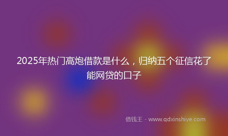 2025年热门高炮借款是什么，归纳五个征信花了能网贷的口子