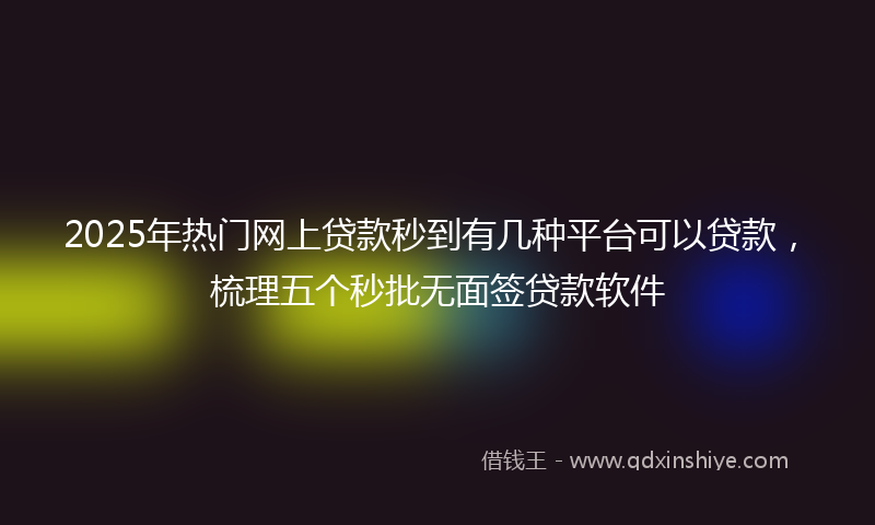 2025年热门网上贷款秒到有几种平台可以贷款，梳理五个秒批无面签贷款软件