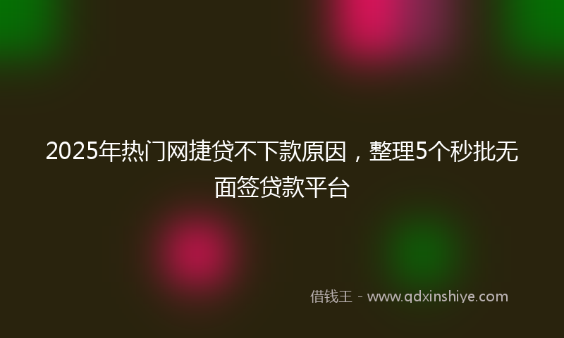2025年热门网捷贷不下款原因，整理5个秒批无面签贷款平台