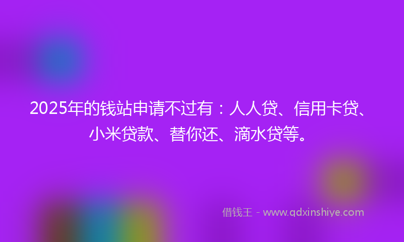 2025年的钱站申请不过有：人人贷、信用卡贷、小米贷款、替你还、滴水贷等。