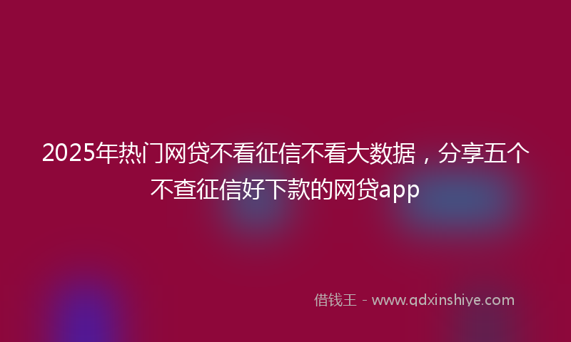 2025年热门网贷不看征信不看大数据，分享五个不查征信好下款的网贷app