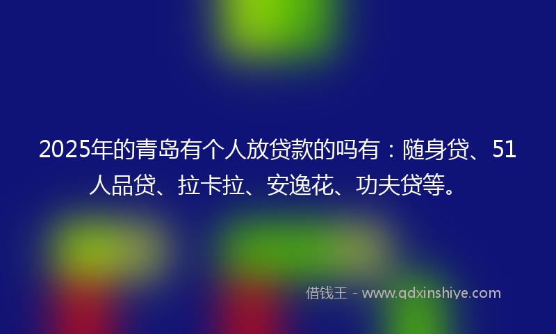2025年的青岛有个人放贷款的吗有：随身贷、51人品贷、拉卡拉、安逸花、功夫贷等。