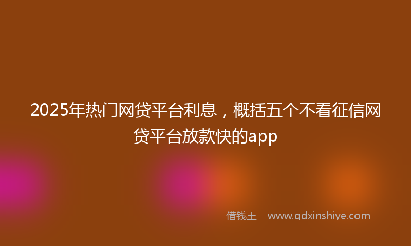 2025年热门网贷平台利息，概括五个不看征信网贷平台放款快的app