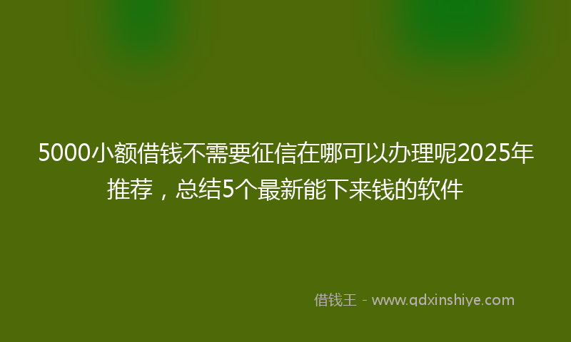 5000小额借钱不需要征信在哪可以办理呢2025年推荐，总结5个最新能下来钱的软件