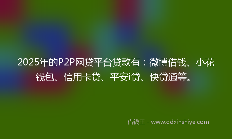 2025年的P2P网贷平台贷款有：微博借钱、小花钱包、信用卡贷、平安i贷、快贷通等。