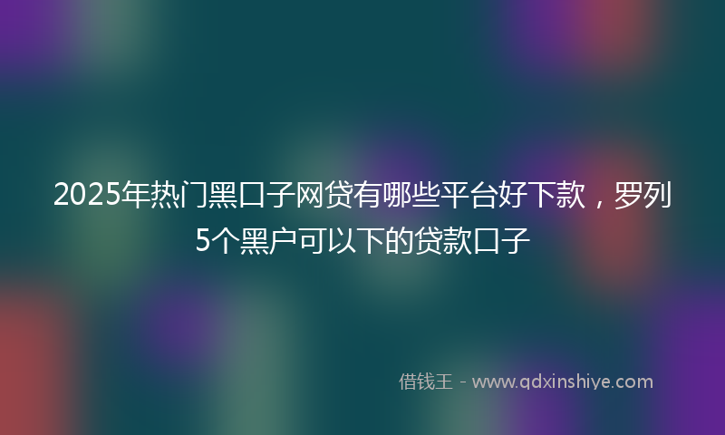 2025年热门黑口子网贷有哪些平台好下款，罗列5个黑户可以下的贷款口子