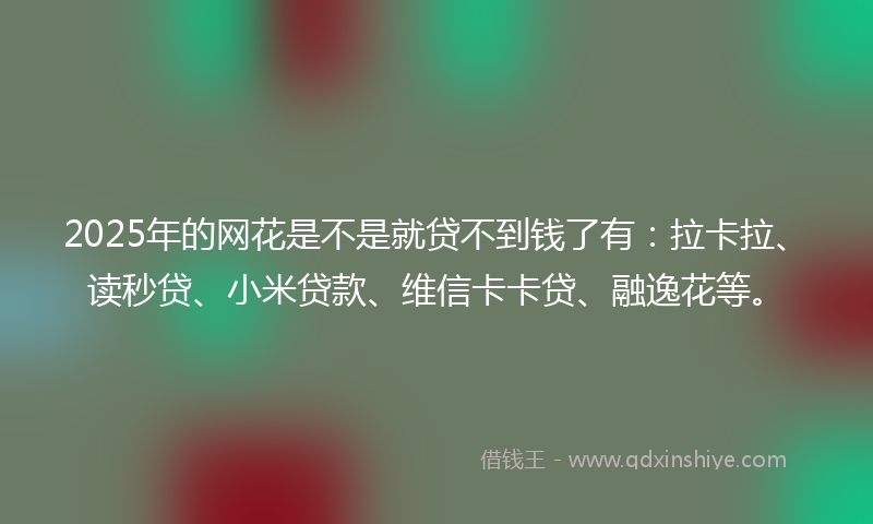 2025年的网花是不是就贷不到钱了有：拉卡拉、读秒贷、小米贷款、维信卡卡贷、融逸花等。
