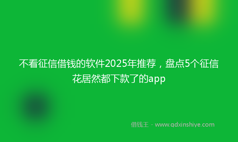 不看征信借钱的软件2025年推荐，盘点5个征信花居然都下款了的app