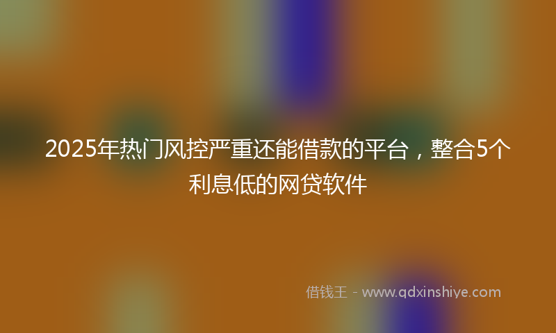 2025年热门风控严重还能借款的平台，整合5个利息低的网贷软件