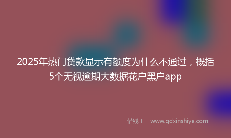 2025年热门贷款显示有额度为什么不通过，概括5个无视逾期大数据花户黑户app