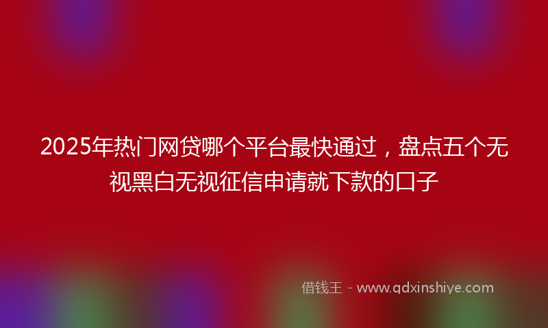 2025年热门网贷哪个平台最快通过，盘点五个无视黑白无视征信申请就下款的口子