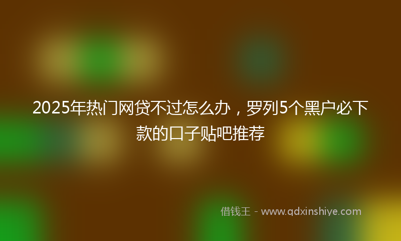 2025年热门网贷不过怎么办，罗列5个黑户必下款的口子贴吧推荐