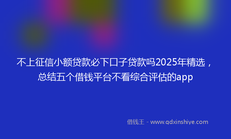不上征信小额贷款必下口子贷款吗2025年精选，总结五个借钱平台不看综合评估的app
