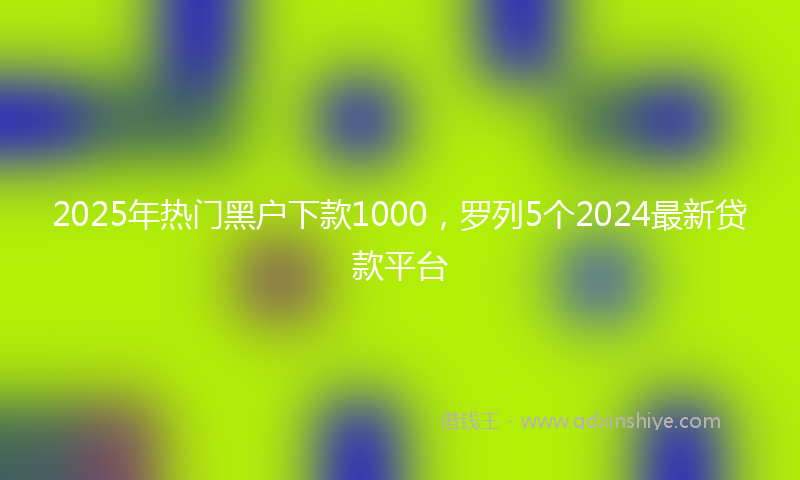 2025年热门黑户下款1000，罗列5个2024最新贷款平台
