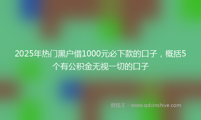 2025年热门黑户借1000元必下款的口子，概括5个有公积金无视一切的口子