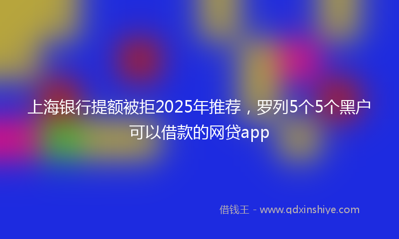上海银行提额被拒2025年推荐，罗列5个5个黑户可以借款的网贷app