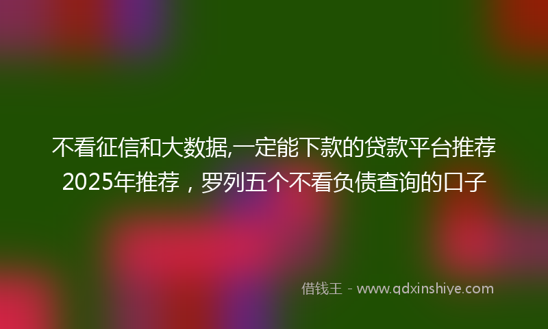 不看征信和大数据,一定能下款的贷款平台推荐2025年推荐，罗列五个不看负债查询的口子