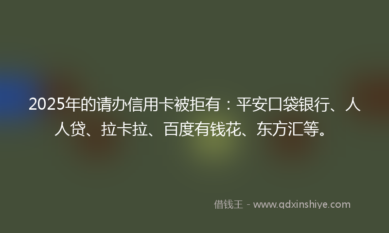 2025年的请办信用卡被拒有:平安口袋银行、人人贷、拉卡拉、百度有钱花、东方汇等。