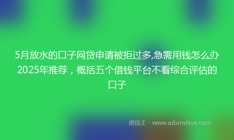 5月放水的口子网贷申请被拒过多,急需用钱怎么办2025年推荐，概括五个借钱平台不看综合评估的口子
