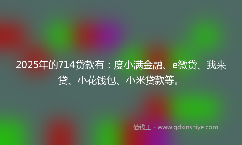 2025年的714贷款有：度小满金融、e微贷、我来贷、小花钱包、小米贷款等。
