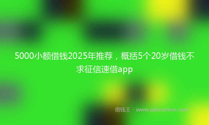 5000小额借钱2025年推荐，概括5个20岁借钱不求征信速借app