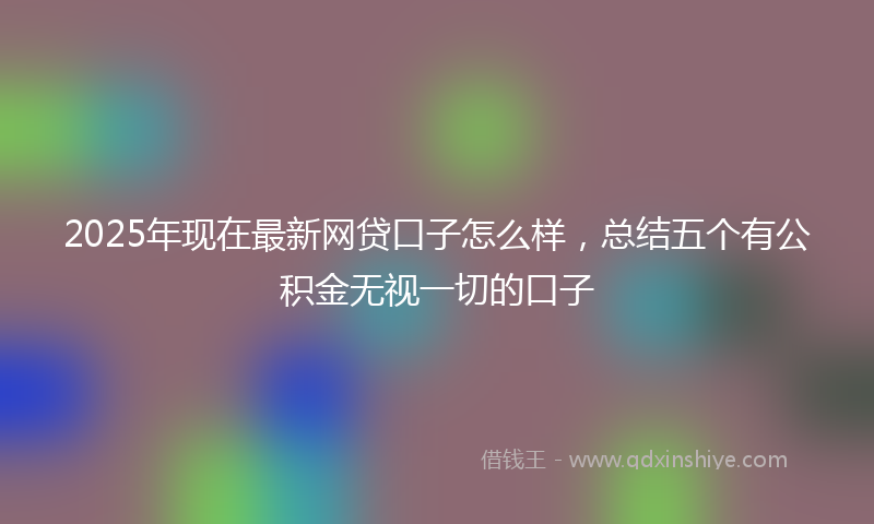 2025年现在最新网贷口子怎么样，总结五个有公积金无视一切的口子
