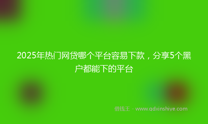 2025年热门网贷哪个平台容易下款，分享5个黑户都能下的平台