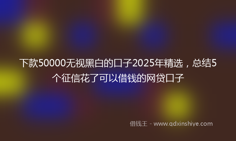 下款50000无视黑白的口子2025年精选，总结5个征信花了可以借钱的网贷口子