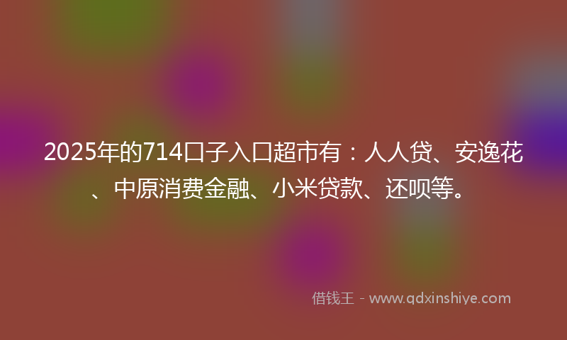 2025年的714口子入口超市有：人人贷、安逸花、中原消费金融、小米贷款、还呗等。
