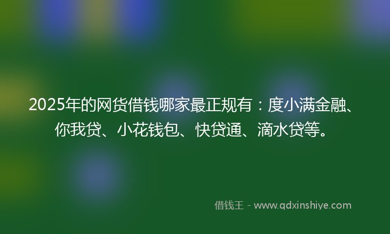 2025年的网货借钱哪家最正规有：度小满金融、你我贷、小花钱包、快贷通、滴水贷等。