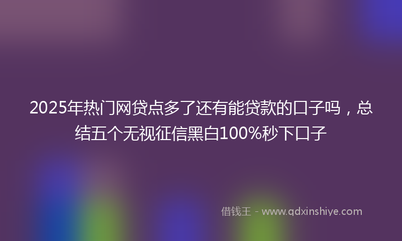 2025年热门网贷点多了还有能贷款的口子吗，总结五个无视征信黑白100%秒下口子