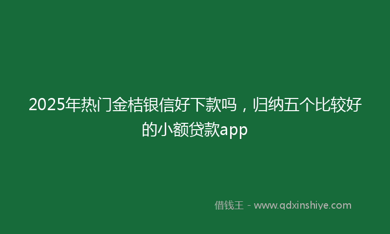 2025年热门金桔银信好下款吗，归纳五个比较好的小额贷款app