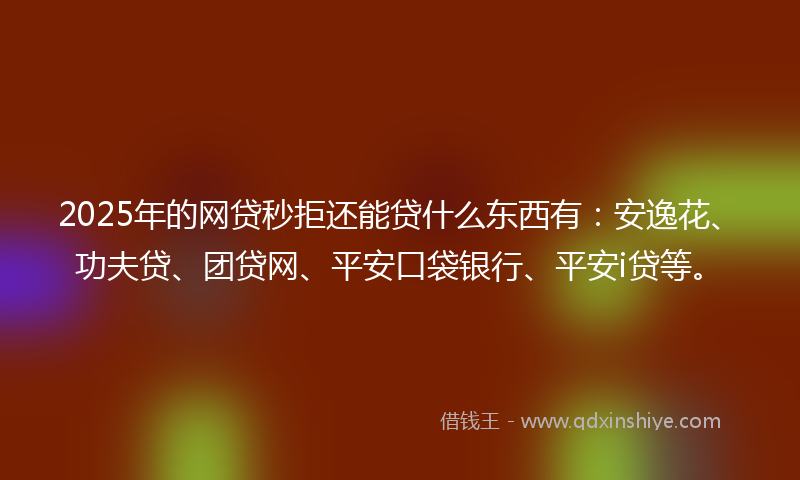 2025年的网贷秒拒还能贷什么东西有：安逸花、功夫贷、团贷网、平安口袋银行、平安i贷等。