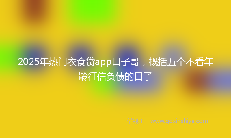 2025年热门衣食贷app口子哥，概括五个不看年龄征信负债的口子