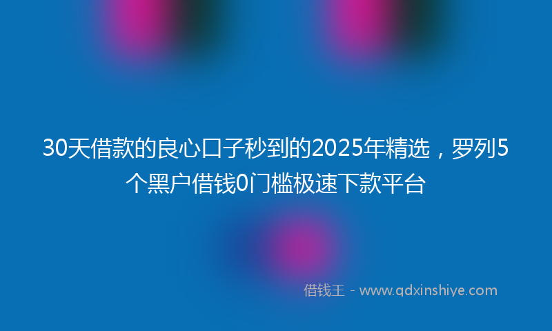 30天借款的良心口子秒到的2025年精选,罗列5个黑户借钱0门槛极速下款平台