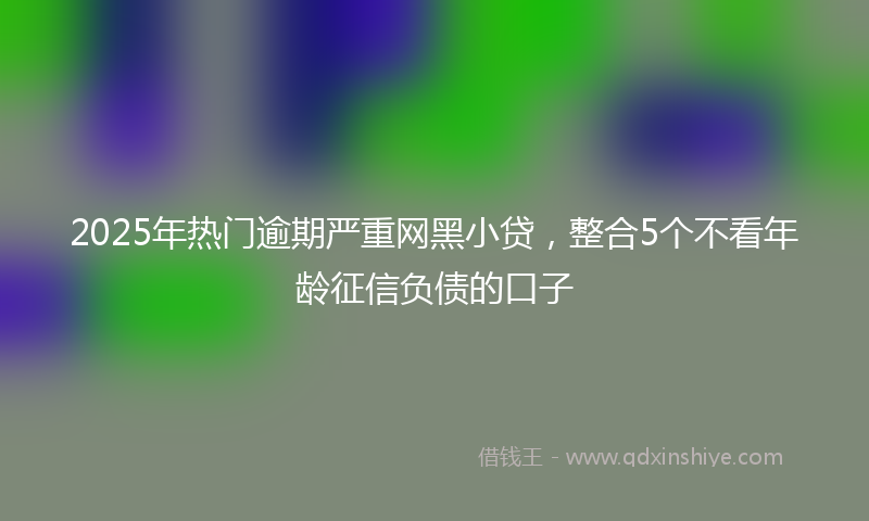 2025年热门逾期严重网黑小贷，整合5个不看年龄征信负债的口子