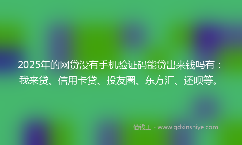 2025年的网贷没有手机验证码能贷出来钱吗有：我来贷、信用卡贷、投友圈、东方汇、还呗等。