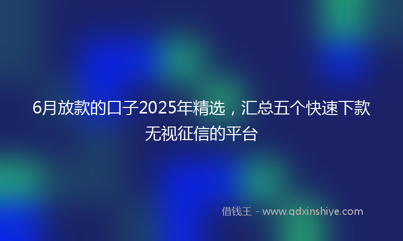 6月放款的口子2025年精选，汇总五个快速下款无视征信的平台