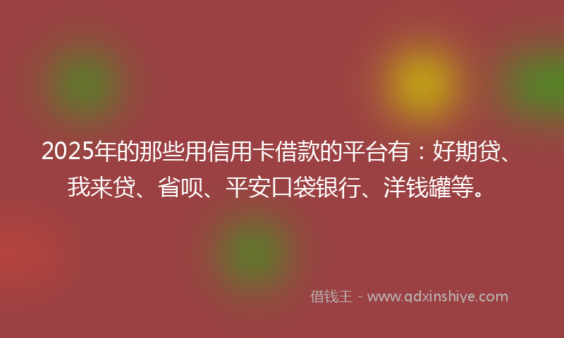 2025年的那些用信用卡借款的平台有：好期贷、我来贷、省呗、平安口袋银行、洋钱罐等。
