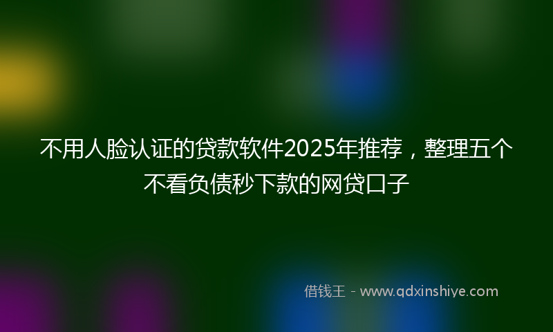 不用人脸认证的贷款软件2025年推荐，整理五个不看负债秒下款的网贷口子