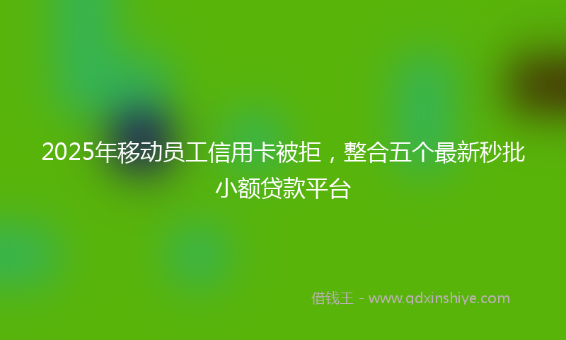 2025年移动员工信用卡被拒，整合五个最新秒批小额贷款平台